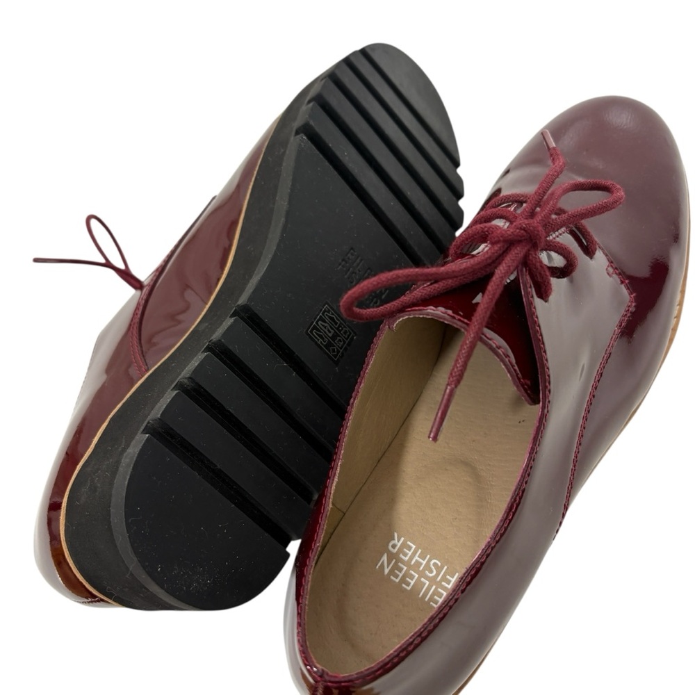 EILEEN FISHER Eddy Derby Shiny Patent Red loafers shoes 6.5 - Picture 8 of 9